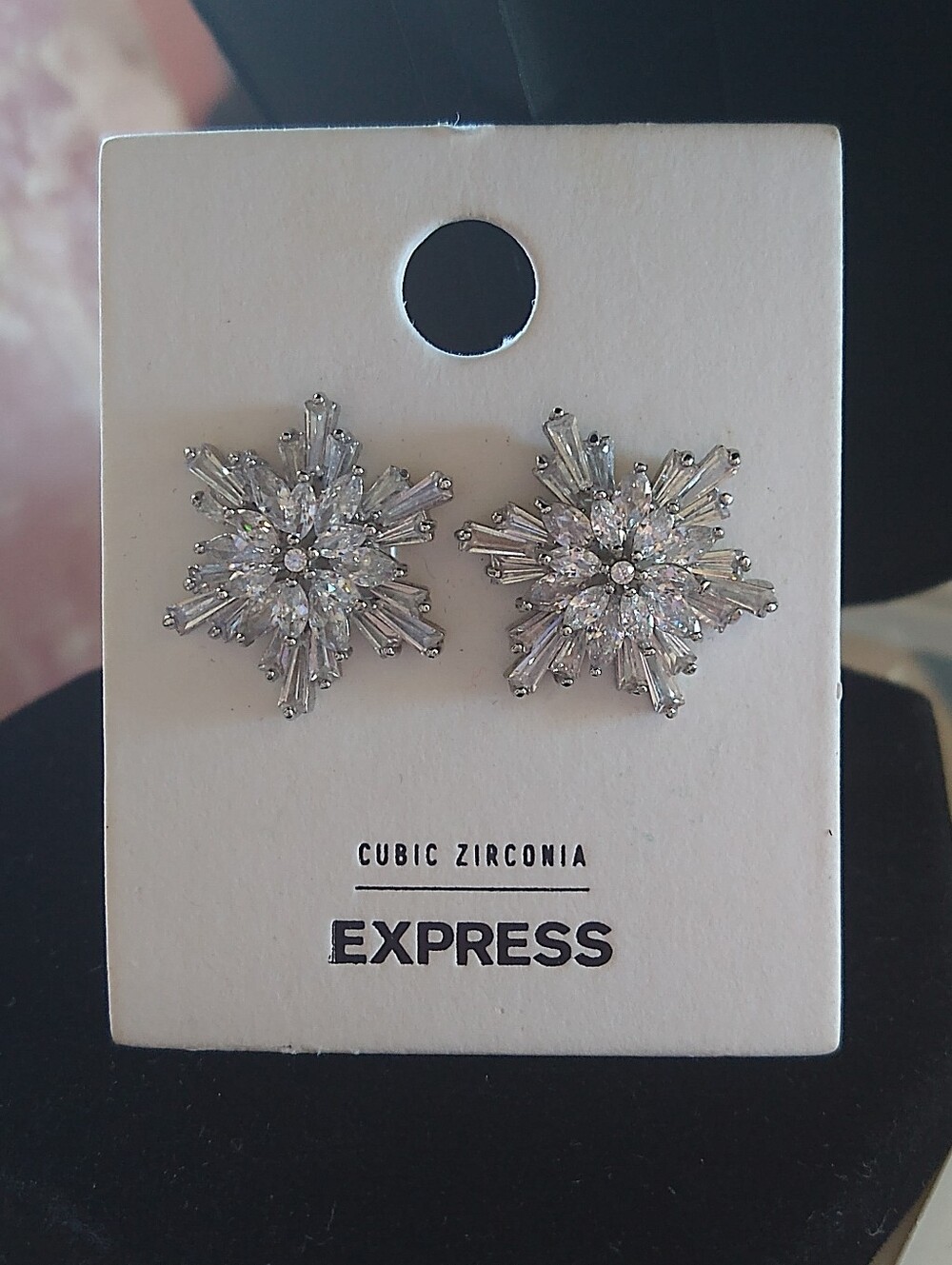 Express Silver-Tone CZ 3D Snowflake Stud Earrings